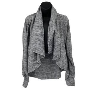 Athleta Open Cardigan Sweater Size S Gray Heather Cascade Shawl Collar